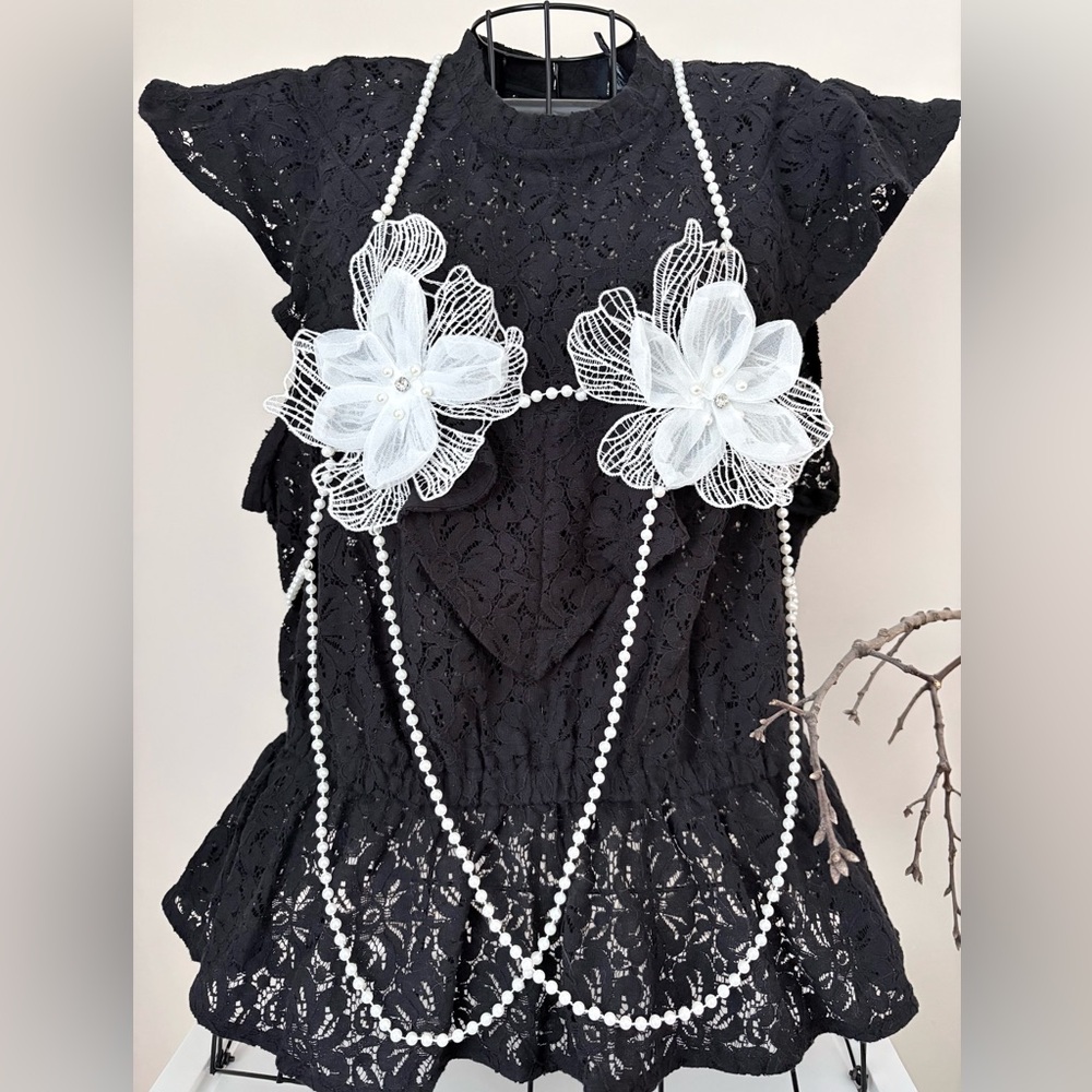 White Floral with Faux Pearl Accents